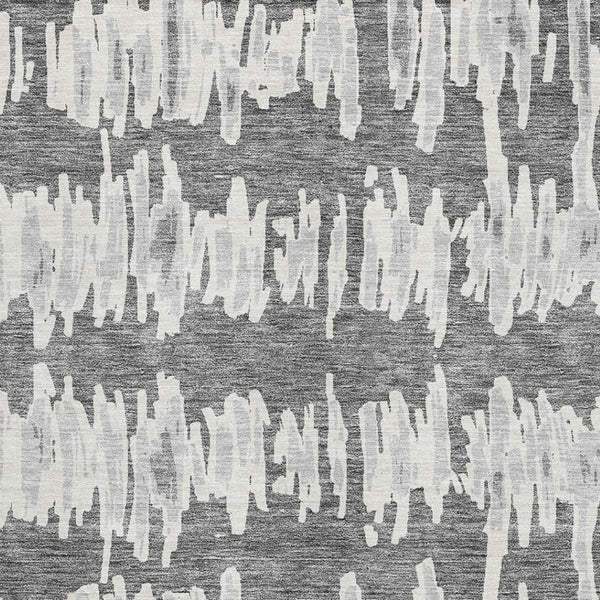 HomeRoots 8' X 10' Stylish Gray & Ivory Striped Washable Area Rug with UV Protection for Family Spaces 671964