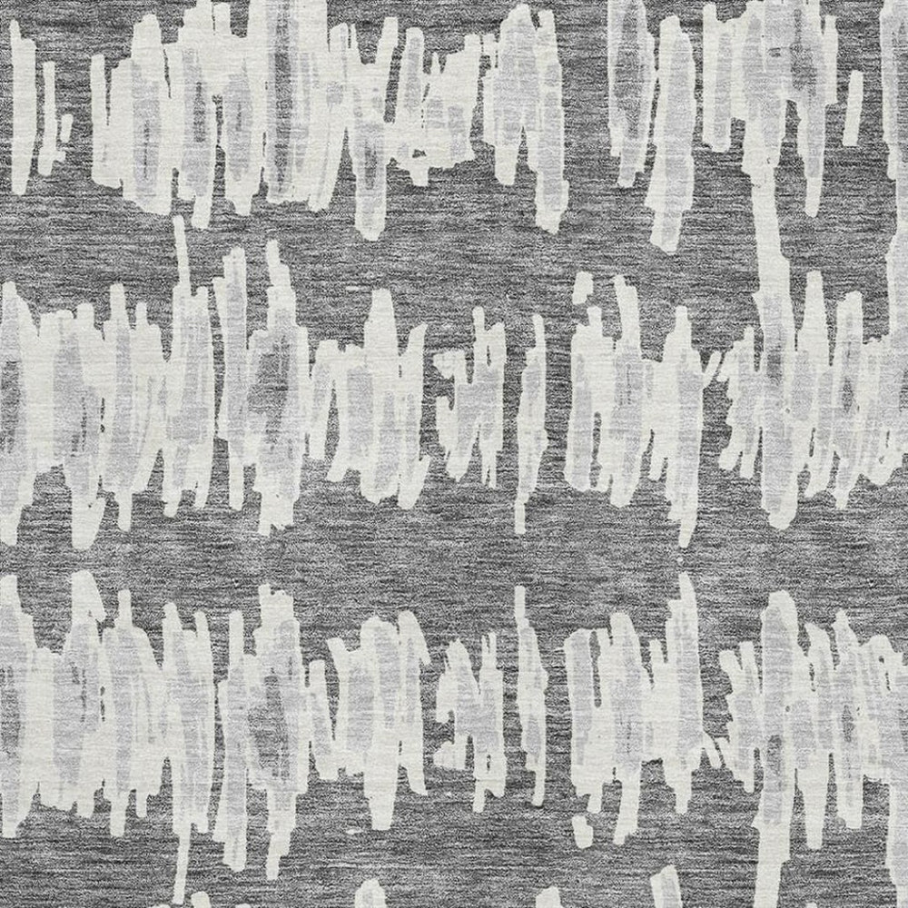 HomeRoots 9' X 12' Striped Gray and Ivory Washable Area Rug with UV Protection for Busy Homes and Style 671965