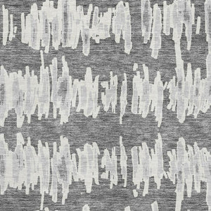 HomeRoots 9' X 12' Striped Gray and Ivory Washable Area Rug with UV Protection for Busy Homes and Style 671965
