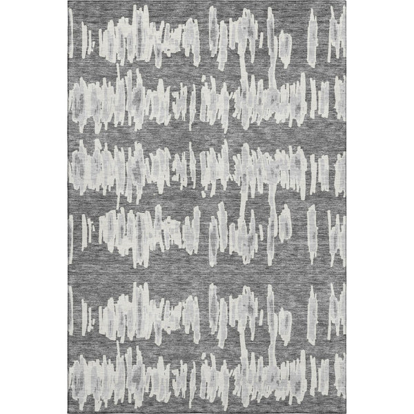 HomeRoots 10' X 14' Gray And Ivory Striped Washable Area Rug – Stylish, Durable, UV-Protected for Modern Living! 671966
