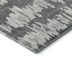 HomeRoots 10' X 14' Gray And Ivory Striped Washable Area Rug – Stylish, Durable, UV-Protected for Modern Living! 671966