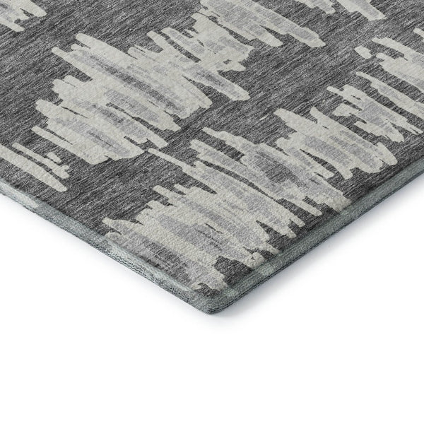 HomeRoots 10' X 14' Gray And Ivory Striped Washable Area Rug – Stylish, Durable, UV-Protected for Modern Living! 671966