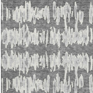HomeRoots 10' X 14' Gray And Ivory Striped Washable Area Rug – Stylish, Durable, UV-Protected for Modern Living! 671966