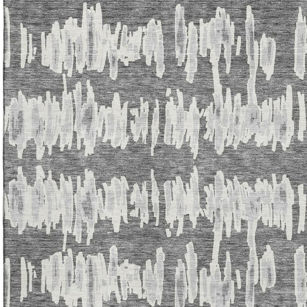HomeRoots 10' X 14' Gray And Ivory Striped Washable Area Rug – Stylish, Durable, UV-Protected for Modern Living! 671966