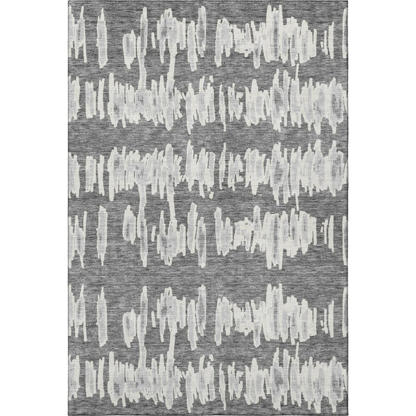 HomeRoots 10' X 14' Gray And Ivory Striped Washable Area Rug – Stylish, Durable, UV-Protected for Modern Living! 671966