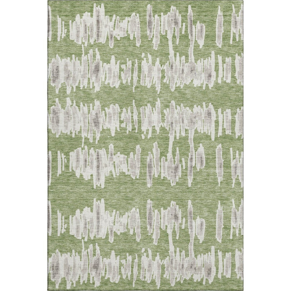 HomeRoots 5' X 8' Striped Green and Beige Washable Area Rug with UV Protection for Stylish Living Spaces 671968