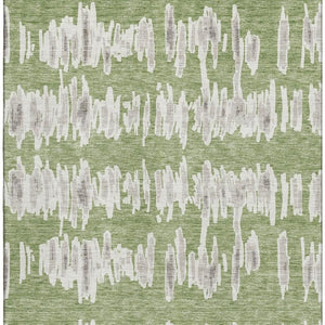 HomeRoots 5' X 8' Striped Green and Beige Washable Area Rug with UV Protection for Stylish Living Spaces 671968