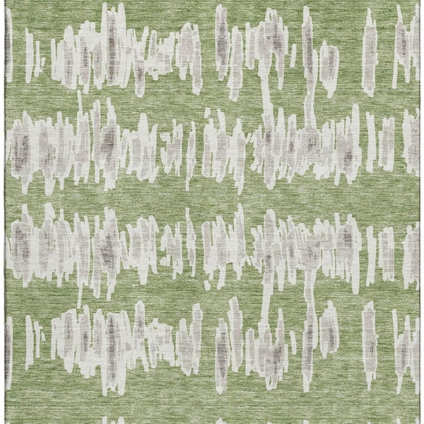 HomeRoots 5' X 8' Striped Green and Beige Washable Area Rug with UV Protection for Stylish Living Spaces 671968