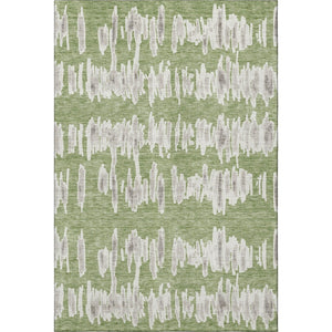 HomeRoots 5' X 8' Striped Green and Beige Washable Area Rug with UV Protection for Stylish Living Spaces 671968