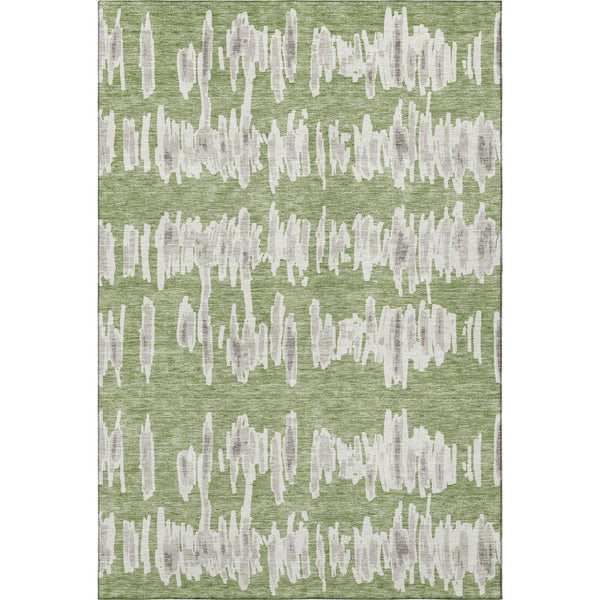 HomeRoots 5' X 8' Striped Green and Beige Washable Area Rug with UV Protection for Stylish Living Spaces 671968
