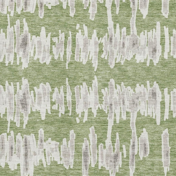 HomeRoots 8' X 10' Green And Beige Striped Area Rug - Washable, UV Protected, Durable & Stylish for Family Homes 671970