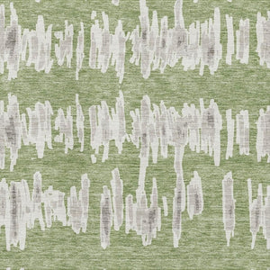 HomeRoots 9' X 12' Striped Area Rug in Green and Beige - Durable, Washable, UV-Protected, Perfect for Families 671971