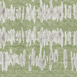 HomeRoots 10' X 14' Striped Green and Beige Washable Area Rug with UV Protection for High-Traffic Spaces 671972