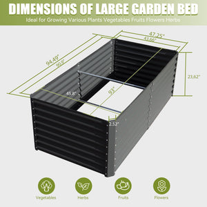 English Elm 8x4x2 Galvanized Raised Garden Bed with Rust-Resistant Steel, Open-Base Drainage, Support Rods, Safe Edges Gray W1859P197999