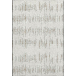 HomeRoots 5' x 8' Ivory and Beige Striped Area Rug - Washable, UV Protected, Durable for Busy Homes & Kids 671974