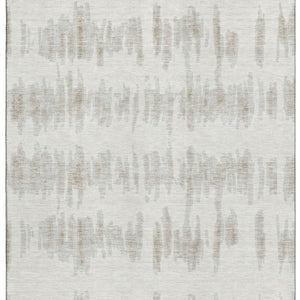 HomeRoots 5' x 8' Ivory and Beige Striped Area Rug - Washable, UV Protected, Durable for Busy Homes & Kids 671974