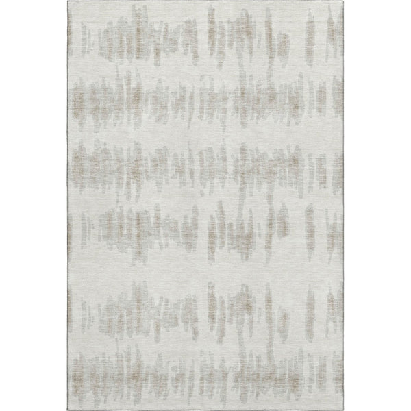 HomeRoots 8' X 10' Elegant Ivory and Beige Striped Washable Area Rug with UV Protection for Busy Homes 671976