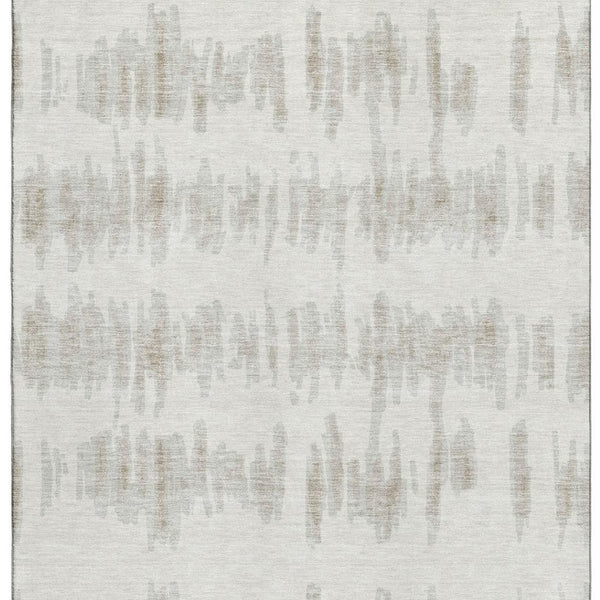 HomeRoots 8' X 10' Elegant Ivory and Beige Striped Washable Area Rug with UV Protection for Busy Homes 671976