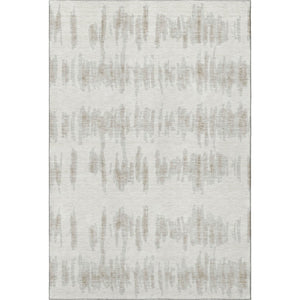 HomeRoots 9' X 12' Ivory and Beige Striped Washable Area Rug with UV Protection - Durable & Stylish for Homes 671977