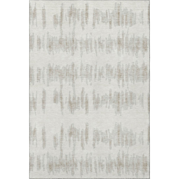 HomeRoots 9' X 12' Ivory and Beige Striped Washable Area Rug with UV Protection - Durable & Stylish for Homes 671977