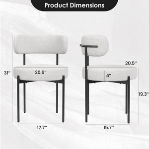 English Elm Dining Chair Set of 4 Sherpa Upholstered Button Tufted Mid Century Modern Seating T3623P431456