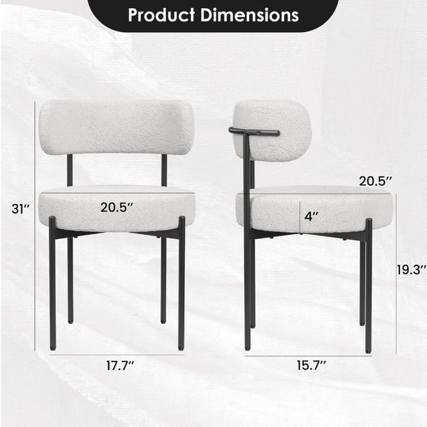 English Elm Dining Chair Set of 4 Sherpa Upholstered Button Tufted Mid Century Modern Seating T3623P431456