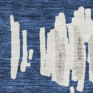 HomeRoots 8' X 10' Navy Blue & Beige Striped Area Rug - Washable, UV Protected, Durable for High-Traffic Spaces 671982