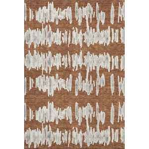HomeRoots 8' X 10' Durable Rust and Beige Striped Area Rug - Washable, UV-Protected, Perfect for Family Homes 671988