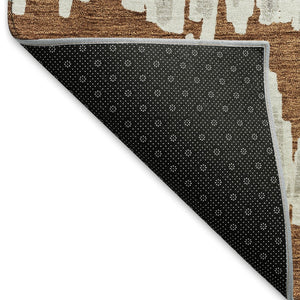 HomeRoots 8' X 10' Durable Rust and Beige Striped Area Rug - Washable, UV-Protected, Perfect for Family Homes 671988