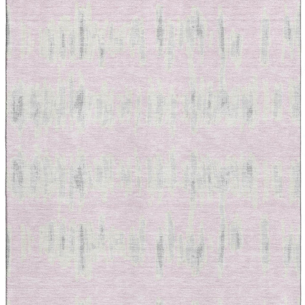 HomeRoots 5' Stylish Pink and Beige Striped Area Rug - Washable, UV Protected, Durable, Stain Resistant Design! 671992