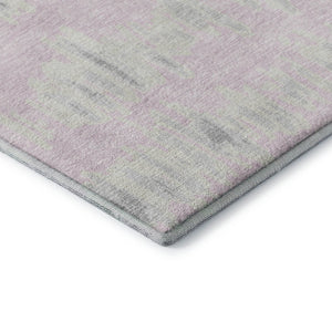 HomeRoots 8' Pink and Beige Striped Washable Round Rug - UV Protected, Stain-Resistant, Ideal for High Traffic Areas 671993