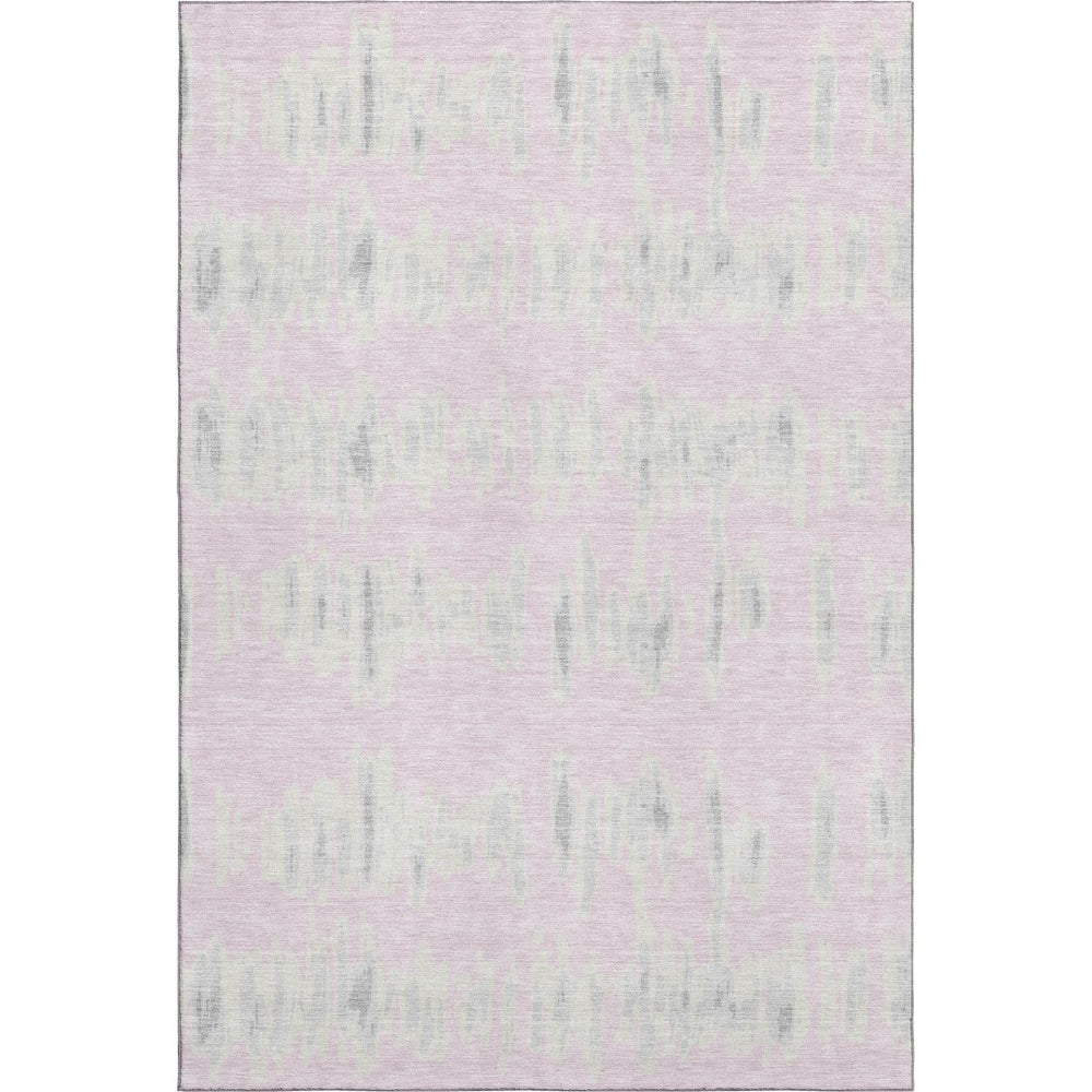 HomeRoots 8' X 10' Pink And Beige Striped Washable Area Rug - Stylish, Durable, Stain Resistant with UV Protection 671994