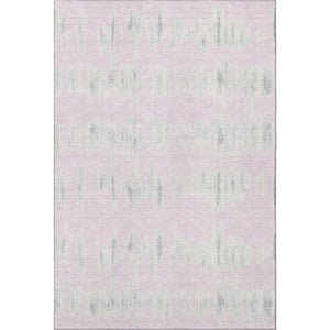 HomeRoots 8' X 10' Pink And Beige Striped Washable Area Rug - Stylish, Durable, Stain Resistant with UV Protection 671994