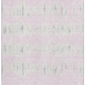 HomeRoots 9' X 12' Pink And Beige Striped Area Rug - Stylish, Washable, UV-Protected, Kid & Pet Friendly Decor 671995