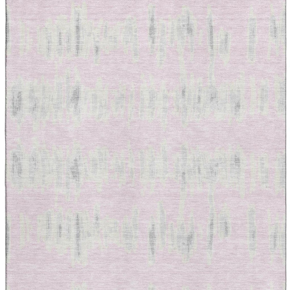 HomeRoots 10' X 14' Pink And Beige Striped Washable Area Rug – Durable, UV-Protected, Perfect for Busy Homes! 671996