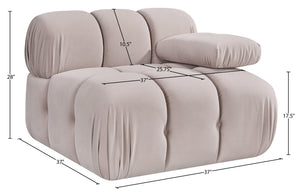 Meridian Furniture Orin Modular Lounge Chair Plush Velvet Upholstery with Repositionable Arm for Living Rooms Beige 671Beige-Chair