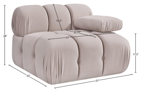 Meridian Furniture Orin Modular Lounge Chair Plush Velvet Upholstery with Repositionable Arm for Living Rooms Beige 671Beige-Chair