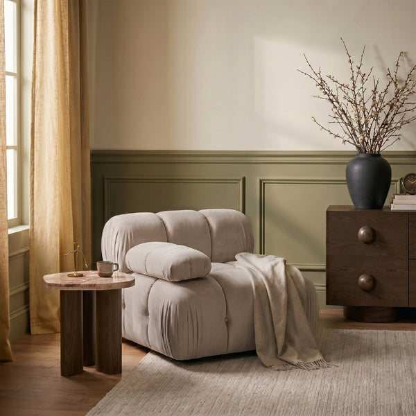 Meridian Furniture Orin Modular Lounge Chair Plush Velvet Upholstery with Repositionable Arm for Living Rooms Beige 671Beige-Chair