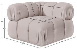 Meridian Furniture Orin Modular Corner Lounge Chair Plush Performance Velvet with Locking Latches for Sectional Use Beige 671Beige-Corner