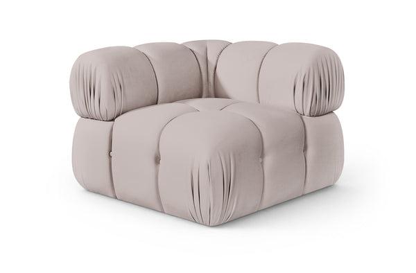 Meridian Furniture Orin Modular Corner Lounge Chair Plush Performance Velvet with Locking Latches for Sectional Use Beige 671Beige-Corner