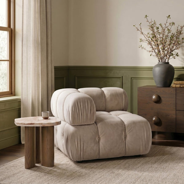 Meridian Furniture Orin Modular Corner Lounge Chair Plush Performance Velvet with Locking Latches for Sectional Use Beige 671Beige-Corner