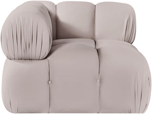 Meridian Furniture Orin Modular Corner Lounge Chair Plush Performance Velvet with Locking Latches for Sectional Use Beige 671Beige-Corner