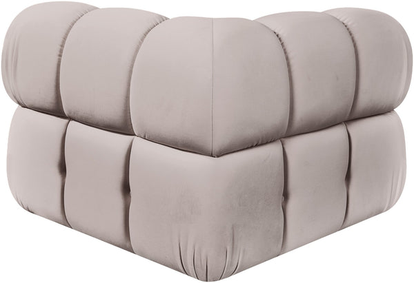 Meridian Furniture Orin Modular Corner Lounge Chair Plush Performance Velvet with Locking Latches for Sectional Use Beige 671Beige-Corner