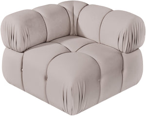 Meridian Furniture Orin Modular Corner Lounge Chair Plush Performance Velvet with Locking Latches for Sectional Use Beige 671Beige-Corner