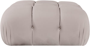 Meridian Furniture Orin Velvet Modular Ottoman with Linkable Modules and Stain Resistant Fabric for Living Rooms Beige 671Beige-Ott