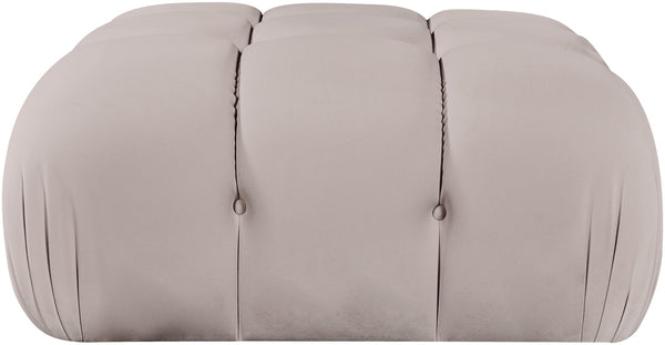 Meridian Furniture Orin Velvet Modular Ottoman with Linkable Modules and Stain Resistant Fabric for Living Rooms Beige 671Beige-Ott