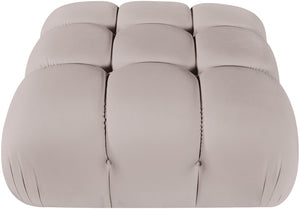 Meridian Furniture Orin Velvet Modular Ottoman with Linkable Modules and Stain Resistant Fabric for Living Rooms Beige 671Beige-Ott
