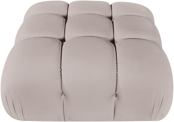 Meridian Furniture Orin Velvet Modular Ottoman with Linkable Modules and Stain Resistant Fabric for Living Rooms Beige 671Beige-Ott