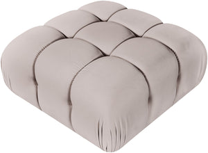 Meridian Furniture Orin Velvet Modular Ottoman with Linkable Modules and Stain Resistant Fabric for Living Rooms Beige 671Beige-Ott