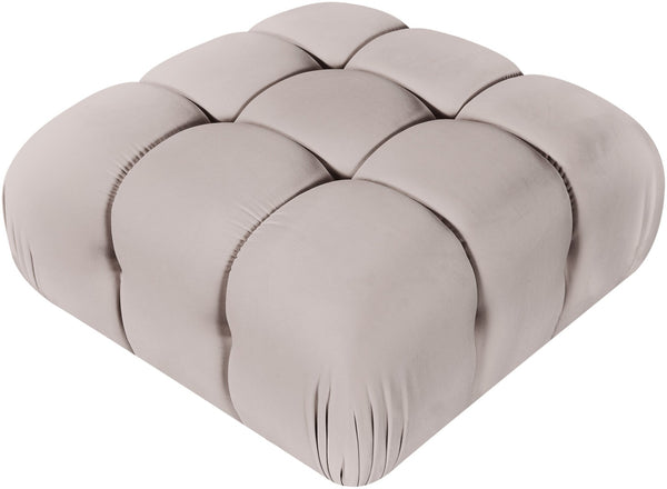 Meridian Furniture Orin Velvet Modular Ottoman with Linkable Modules and Stain Resistant Fabric for Living Rooms Beige 671Beige-Ott